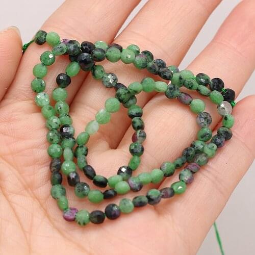 Beaded Natural Semi-Precious Stones Oblate Facete Red And Green Beads For Jewelry Making Charm Bracelet Accessories Ms Gift 4mm