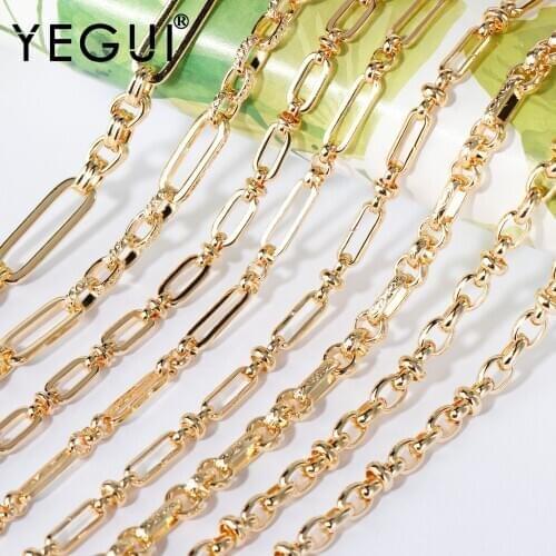 YEGUI C191,diy chain,18k gold plated,0.3microns,copper metal,hand made chain,charms,jewelry making,diy bracelet necklace,1m/lot