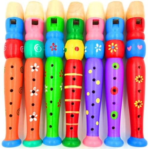 20cm Colorful Wooden Trumpet Buglet Hooter Bugle Toy Musical Instrument for Children Baby Learning Early Education Toys Kids