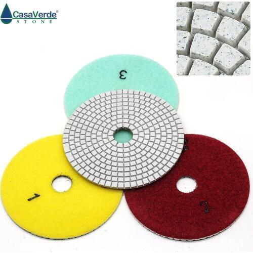 DC-AWS3PP03 5inch D125mm resin and diamond dry and wet 3 step polishing pads for stone, marble and granite