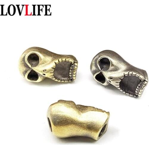 EDC Tools Brass Knife Beads Copper Exaggeration Face Lanyard Bead Paracord Knife Car Keychain Hanging Pendant DIY Rope Beads