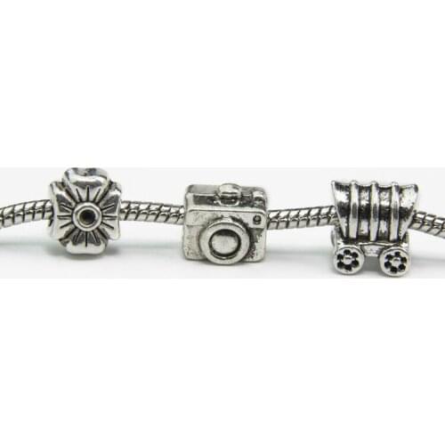 Camera Car Flowers Alloy Beads European Charms Fit Charms Bracelets & Bangles
