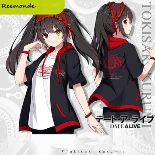 Anime DATE A LIVE Tokisaki Kurumi Cosplay Costumes Hoodies Coat Jacket T shirt Cotton Women Men Boys Girls Halloween Carnival