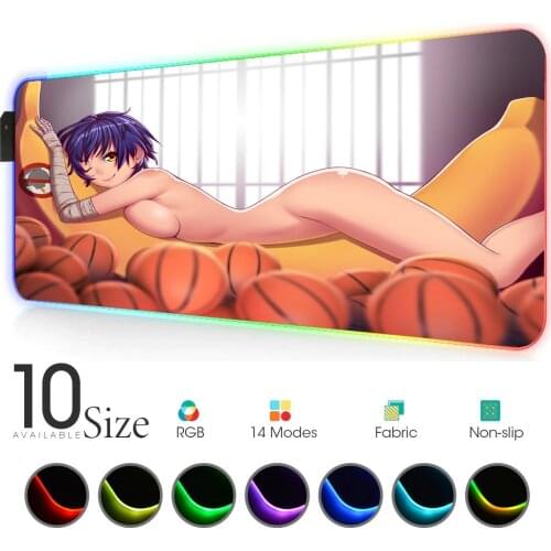 Sexy Basketball Girl Anime Mouse Pad Rgb Gamer Accessories Laptop PC Mini Backlit Led Keyboard Non-slip Mat Kawaii Mousepad Desk