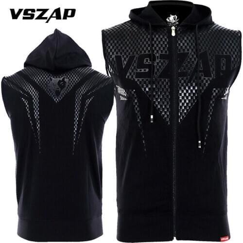 VSZAP summer jacket sports fitness hooded sleeveless vest combat MMA Fight sashimi Contortion bodysuit cardigan vest breathable