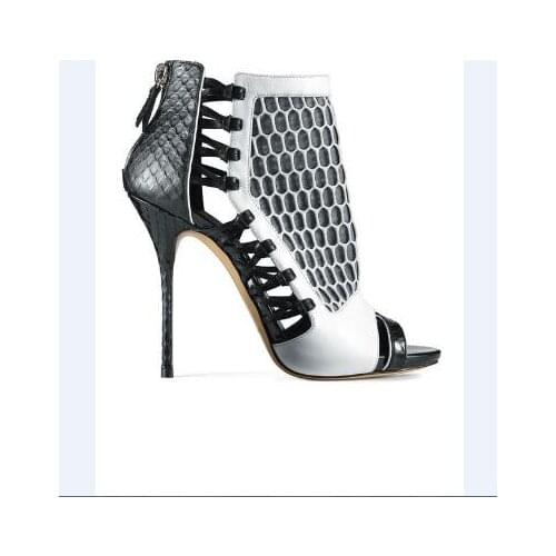 Top selling open-toe sandals for women eyelet design zip closure sexy high-heel shoes stilettos Summer ankle boots sandals