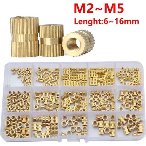 M2 M3 M4 M5 Brass Knurl Insert Nuts Copper Threaded Embedded Nutsert For Injection Moulding Set Assortment Kit Set ID*H*OD