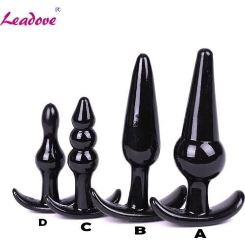 Medical Silicone 4Pcs Set Anales Plug Trainer Kit Butt Plugs Beads Massage Toys Trainer Prostate Massage Anus Dilator GS0241