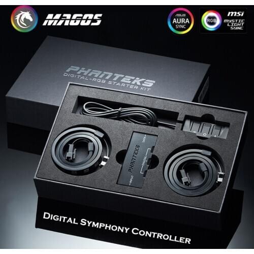 PHANTEKS Digital RGB LED Starter Kit, 1x Remote And 2x D-RGB LED Strips, Support ASUS/MSI M/B Control