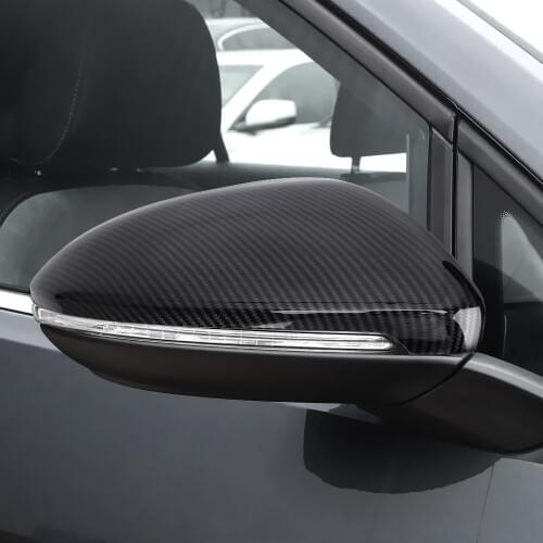 2 Pcs Car Mirror Covers For VW Golf MK7 7.5 GTI 7 7R Caps RearView Mirror Case Cover Bright Carbon Black Cover Car-styling