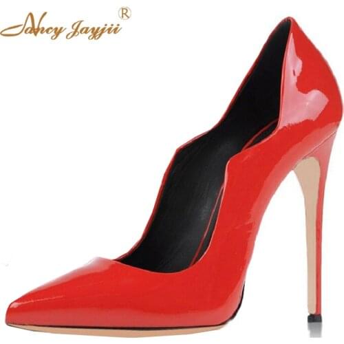 Nancyjayjii Shoes 2017 Nude&Red Bling Patent&Genuine Leather Women Dress&Party Shoes,zapatillas con taco mujer,Large 4-16