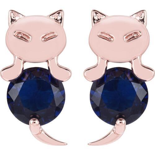 New Fashion Red Royal Blue Animal Cute Fox Stud Earrings For Women Jewelry Gifts