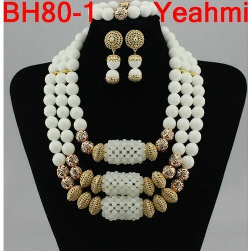 Wholesale Women Christmas Gift African Beads Jewelry Set Nigerian Wedding Braid Crystal Necklace Sets Free Shipping BH80-2