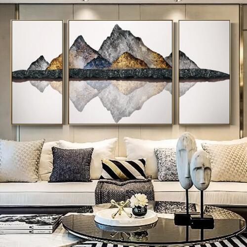 Posters and Prints Wall Art Canvas Painting 3Pcs Abstract Igneous Rock Mountain Pictures for Living Room Home Decor No Frame