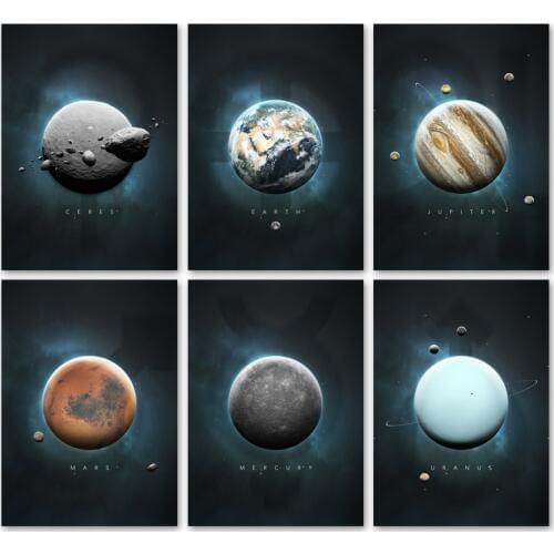 Planet Earth Jupiter Mercury Uranus Mars Nordic Posters And Prints Wall Art Canvas Painting Wall Pictures For Living Room Decor