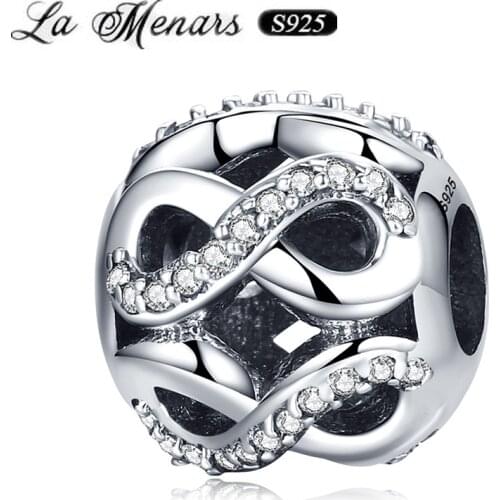 La Menars New Infinity Loop Bead Fit Original Pandora Charm Bracelet Genuine 925 Sterling Silver For Women Jewelry DIY Making