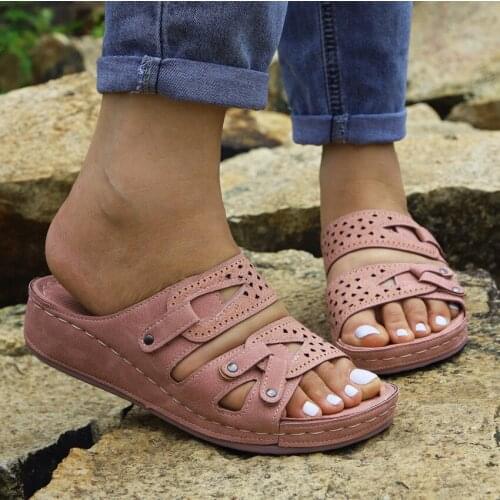 Women Sandals Premium Solid Comfort Womens Shoes Flat Slipper Vintage Anti-Slip Sandals Women Flip Flops Ladies Shoes Plus Size