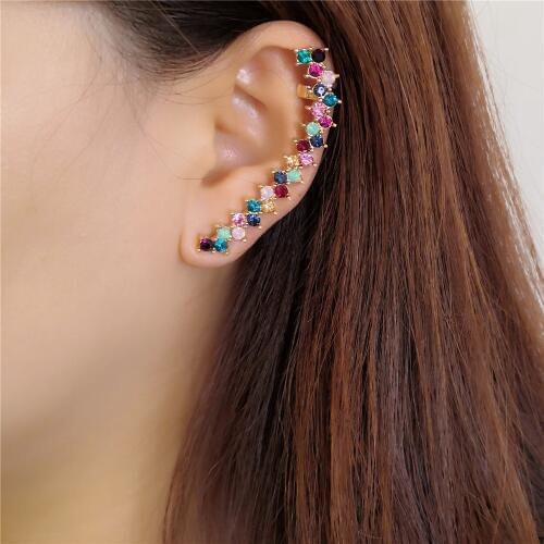 1pcs Multi Color Pastel Rainbow Ear Clip Earrings for Women Ear Cuff Jewelry Gold Color Vintage Clip Earring Brincos Bijoux Gift