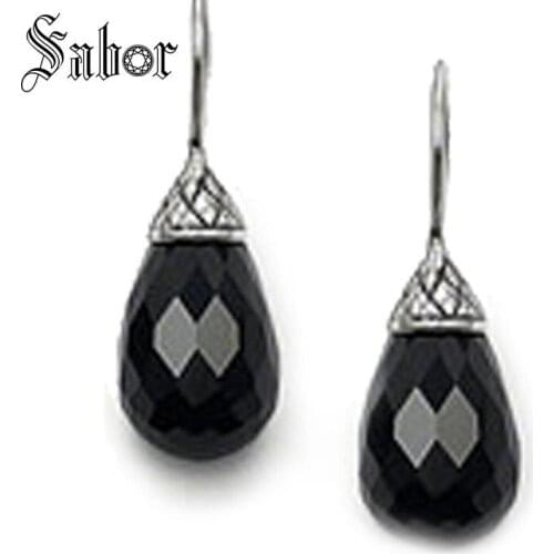Black Water Drop Swan Neck Earrings 2020 New Faceted Crystal Fashion Jewelry party silver color Gift For Women thomas