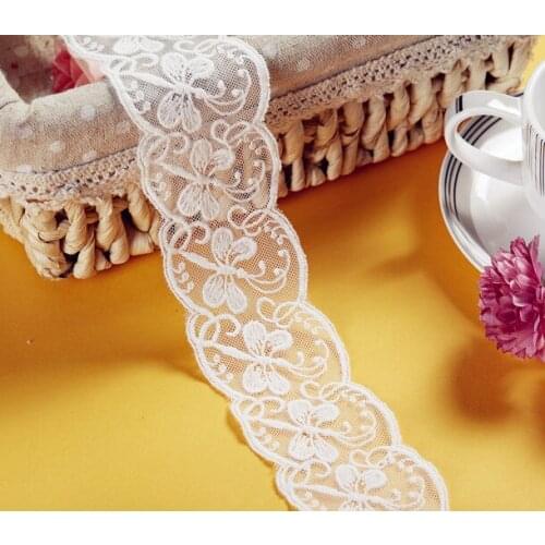 10Yard/Lot Diy Handmade Mesh Cotton Embroidered Lace Trim Clothing Dress Lace Fabric Width 6CM Bed Curtain Sewing Accessories