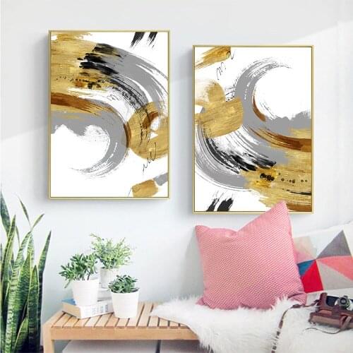 Nordic Simple Brush Color Block Abstract Canvas Paintings On The Wall Home Living Room Creative Home Decoration