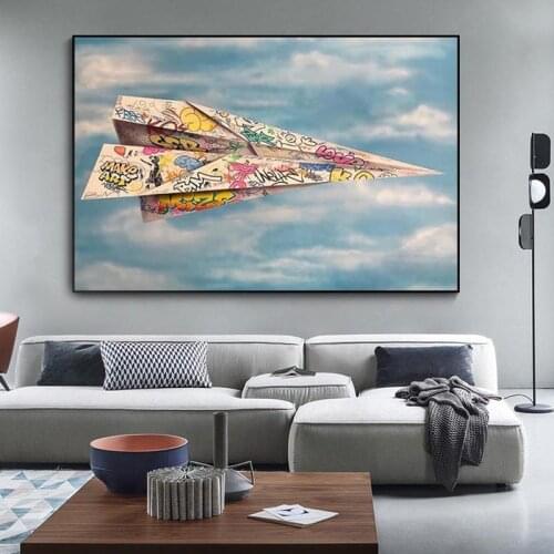 Modern Abstract Graffiti Paper Plane Canvas Wall Painting Posters And Prints Street Art Mural Picture Decor For Living Room