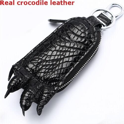 True crocodile leather key bag crocodile claw key chain mens leather car lock key bag business car trinkets