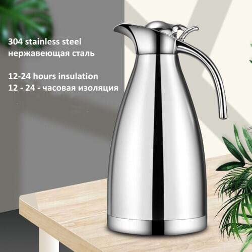 1.5/2L Coffee Pot Milk Tea Jug European Vacuum Insulation Double Wall Stainless Steel Water Carafe Flask Thermal Thermos Bottle