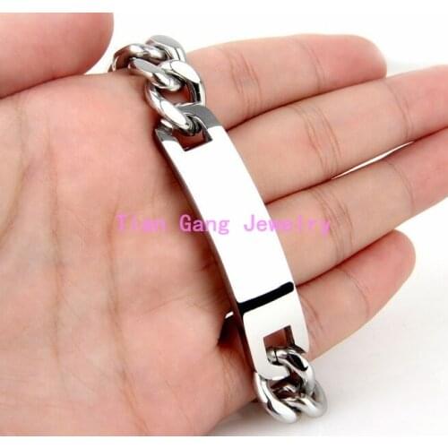 8.66" 15mm 316L Stainless Steel Heavy Bracelets Curb Cuban Chain Men Bracelet Jewelry pulseira masculina 2016, Christmas Gift