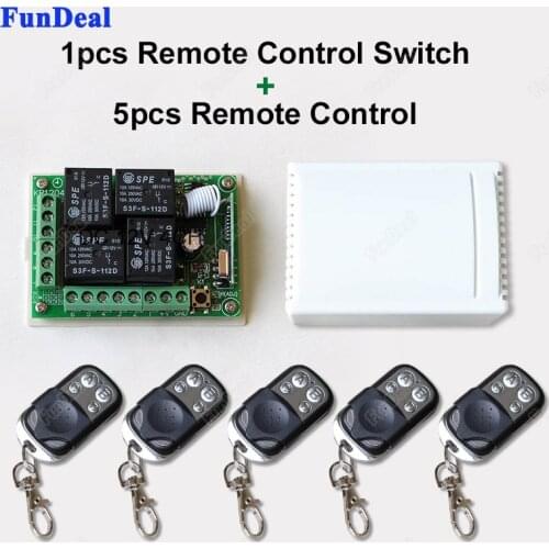 433Mhz Universal Wireless Remote Control Switch DC 12V 4CH Relay Receiver Module and 5pcs RF Transmitter 433 Mhz Remote Controls
