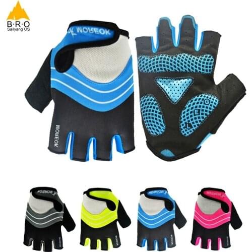 BRO Men/Women Summer MTB Half Finger Cycling Gloves Nylon Mountain Bike Gloves Men Breathable Sport Bicycle Gloves