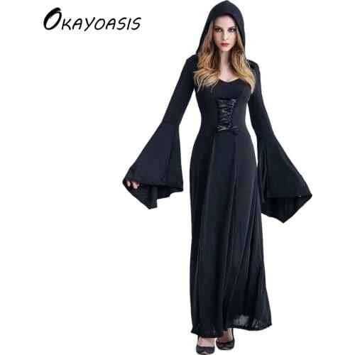 Victorian Halloween Costumes Hoodie Witch Costume Women Long Dress Cosplay Clothes Women 2017 Victorian Halloween Costumes