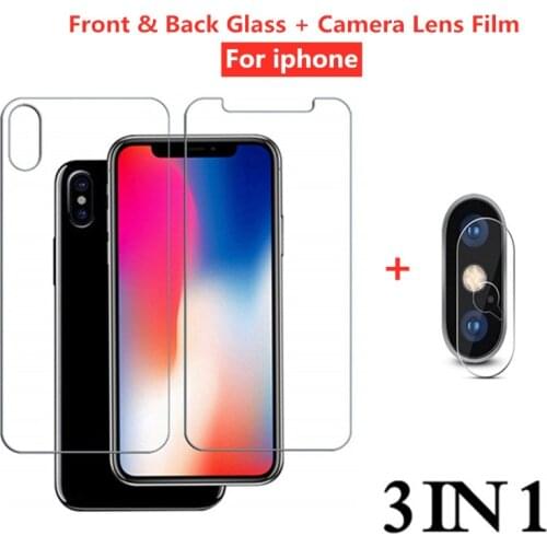 3-in-1 Front+Back +Lens glass For iphone 12 11 pro X XS max XR 6s 7 8 plus tempered Screen Protector for iphone SE 2020 Glass
