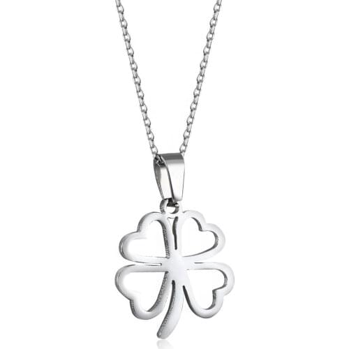 Stainless steel simple fashion hollow four-leaf clover titanium steel pendant temperament necklace female clavicle chain