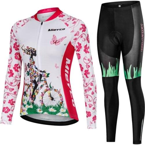 Cycling Jersey Women Bike MTB Jerseys Long Sleeve Pro Road Cycling Clothes Maillot Ciclismo Breathable BMX Bicycle Wear Bib Set