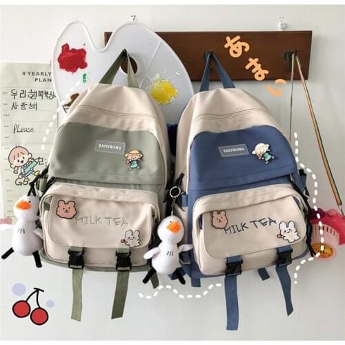 Womens Girls School Backpacks Teenager Travel Retro Mini Cartoon Fashion Nylon Teen Girl Bag Backpack School Bag New 2021