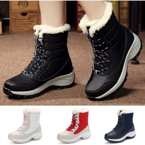 Womens Snow Boots Winter Thickened Warm Boots High-top Waterproof Outdoor Female Shoes Non-slip Thick Sole