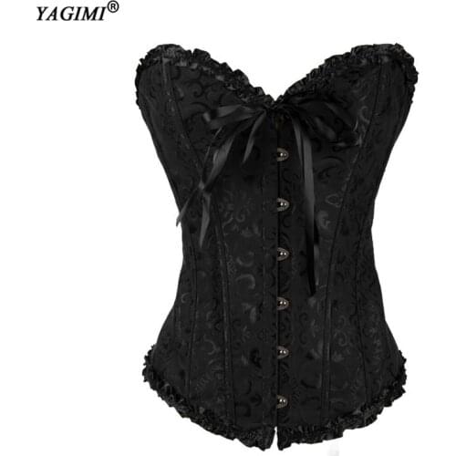 YAGIMI Women Corset Top Gothic Steampunk Bustier Top Waist Trainer Body Shaper Fajas 12 Steel Bone Underbust Corset Gaine Ventre