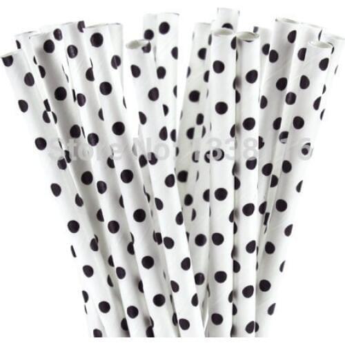 100pcs Black Mini Dot Paper Drinking Straws,Party Supplies Paper Drinking Straws Wholesale Online