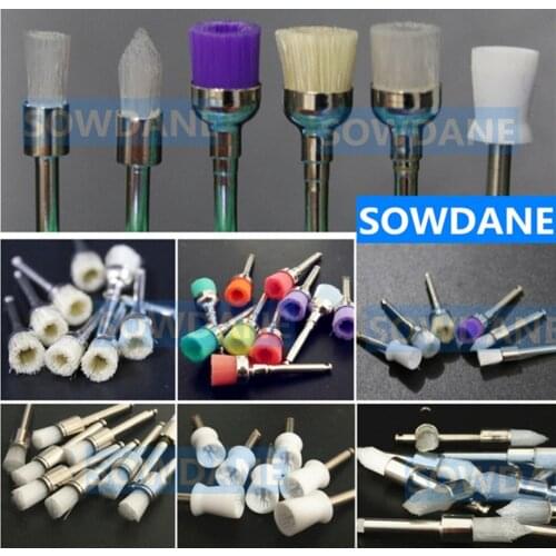 100 pieces Dental Polishing Brush Colorful Nylon/Junior RA Bristle Latch Flat Tapered Polishing Polisher Prophy Cup Brushes