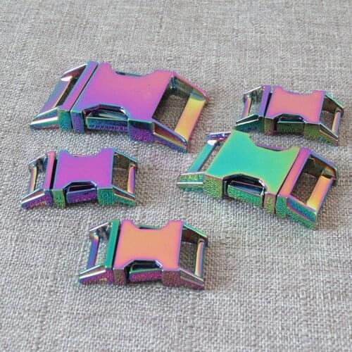 20Pcs/Pack Wholesale Rainbow Metal Buckles Hardware For Pet Dog Collar Harness Bracelet Paracord Garment Sewing DIY Accessories