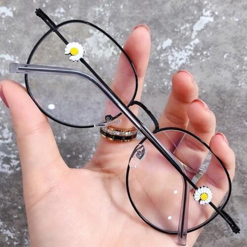 2021 Trends Office Anti Blue Light Oversized Glasses Computer Women Blue Blocking Gaming Big Size Daisy Eyeglasses Alloy Frame