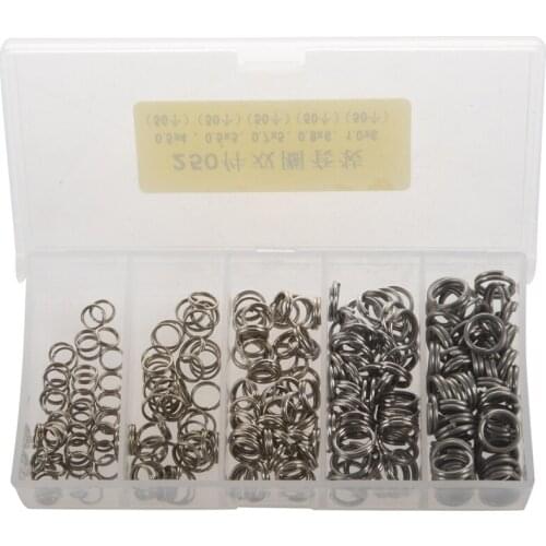 250Pcs Stainless Steel Double Loop Fishing Ring Split Clip Swivel Quick Change Hook Connector Fishing Lure Bait Tool with Box