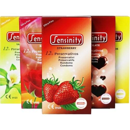 5BOXES 60Pcs Fruit Chocolate Particles Condoms Vaginal Clitoris Stimulation Sleeve for penis goods for adults toys for adults 18