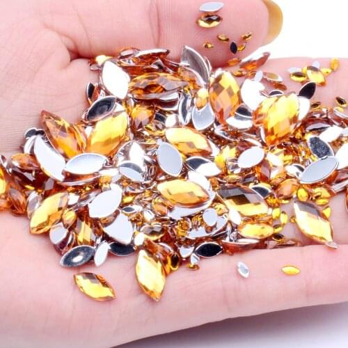 Acrylic Rhinestone Strass 2x4mm 200pcs Acrylic Craft Gems Flatback Marquise Earth Facets Normal colors Nail Art Decorations