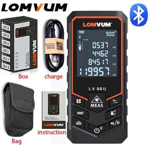 Bluetooth Laser Distance Meter USB Rechargeable Digital Laser Rangefinder Handheld 120m-50m Electric Leveling