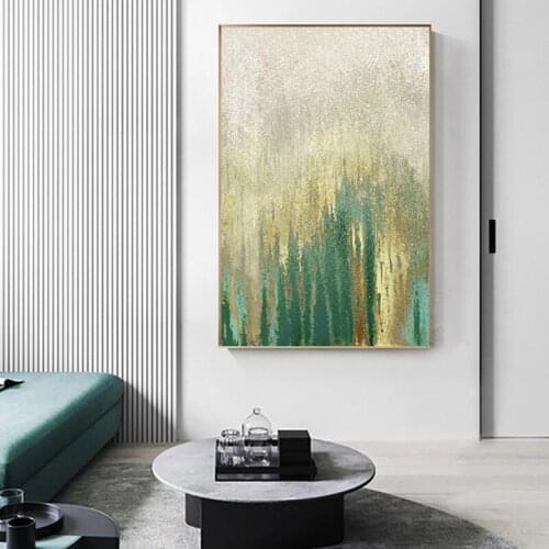Huge Gold Leaf Picture Art Hand Painted Modern Abstract Oil Painting On Canvas Wall Art For Living Room Home Decoration No Frame