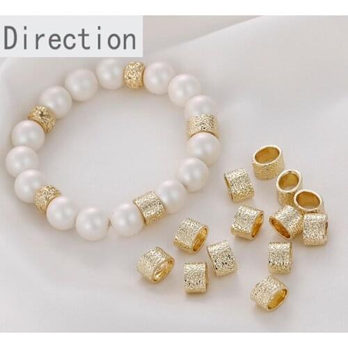 14k Gold Retro Concave-convex Surface Big Hole Oval Beaded Beaded Diy Bracelet Necklace Jewelry Accessory Material