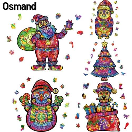 Wooden Jigsaw Puzzle Christmas Theme Animal Puzzles Board Set Interesting Educational Games Toys For Adults Kids Xmas Gifts