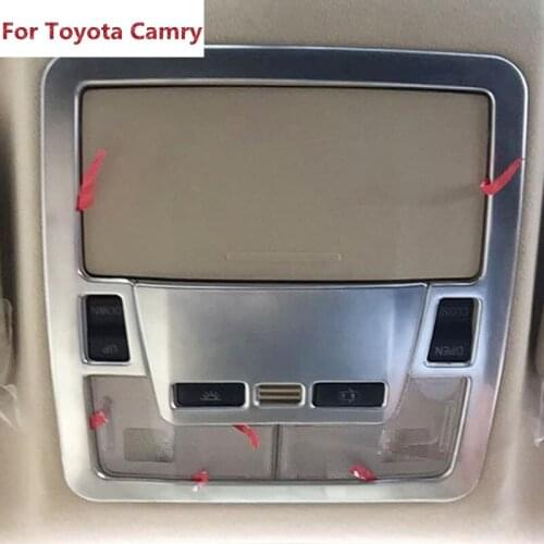 For Toyota Camry 2015 Matte Chrome Interior Reading Light Lamp Cover Trim Frame Front Rear Car Molding Decoration